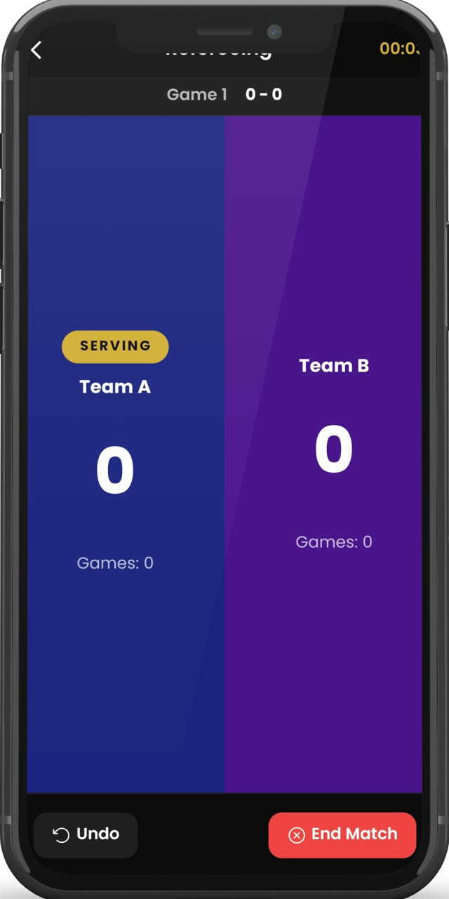 Clutch Organiser app tournament management screen